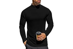 Men's Thermal Mock Neck Pullover - Lightweight, Long Sleeve Mock Turtleneck Shirts
