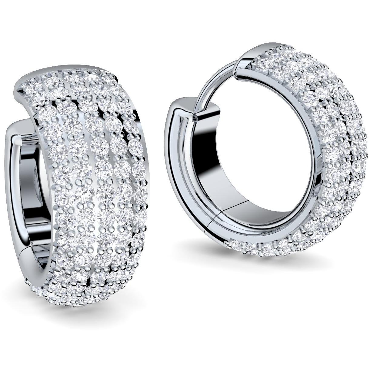 Creolen breit Zirkonia weiß (Diamanten Ersatz) Silber 925 rhodiniert | Ohrringe inkl. Luxusetui Design Creolen Zirkonia Ohrringe Silbercreolen Kreolen