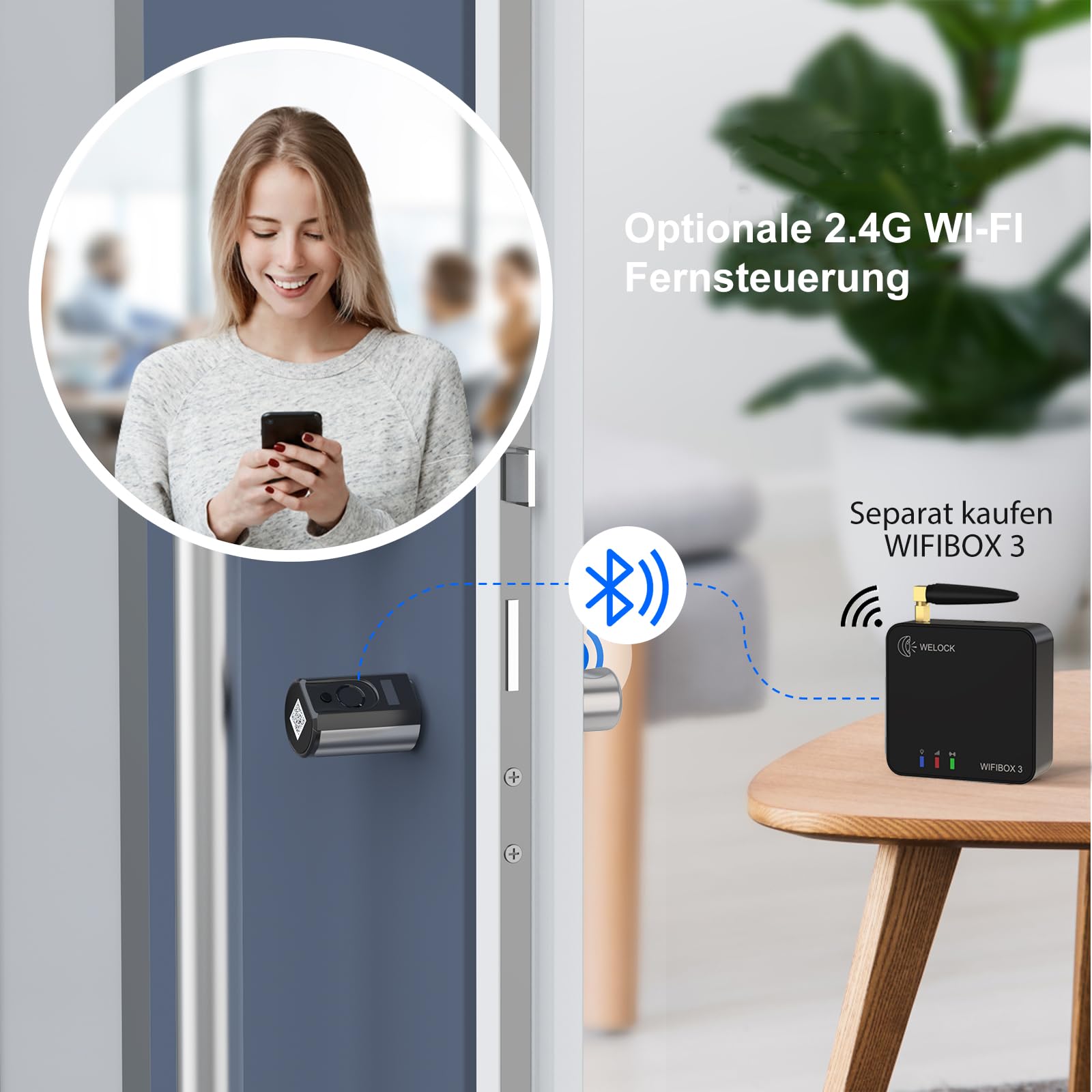 WELOCK Touch63 Fingerabdruck Türschloss Haustür Abnehmbarer Frontgriff | Elektronisches Türschloss Haustür,Fingerabdruck Schloss WI-FI,Smart Lock mit RFID-Karte BLE APP IP65 für 50-100mm Türen