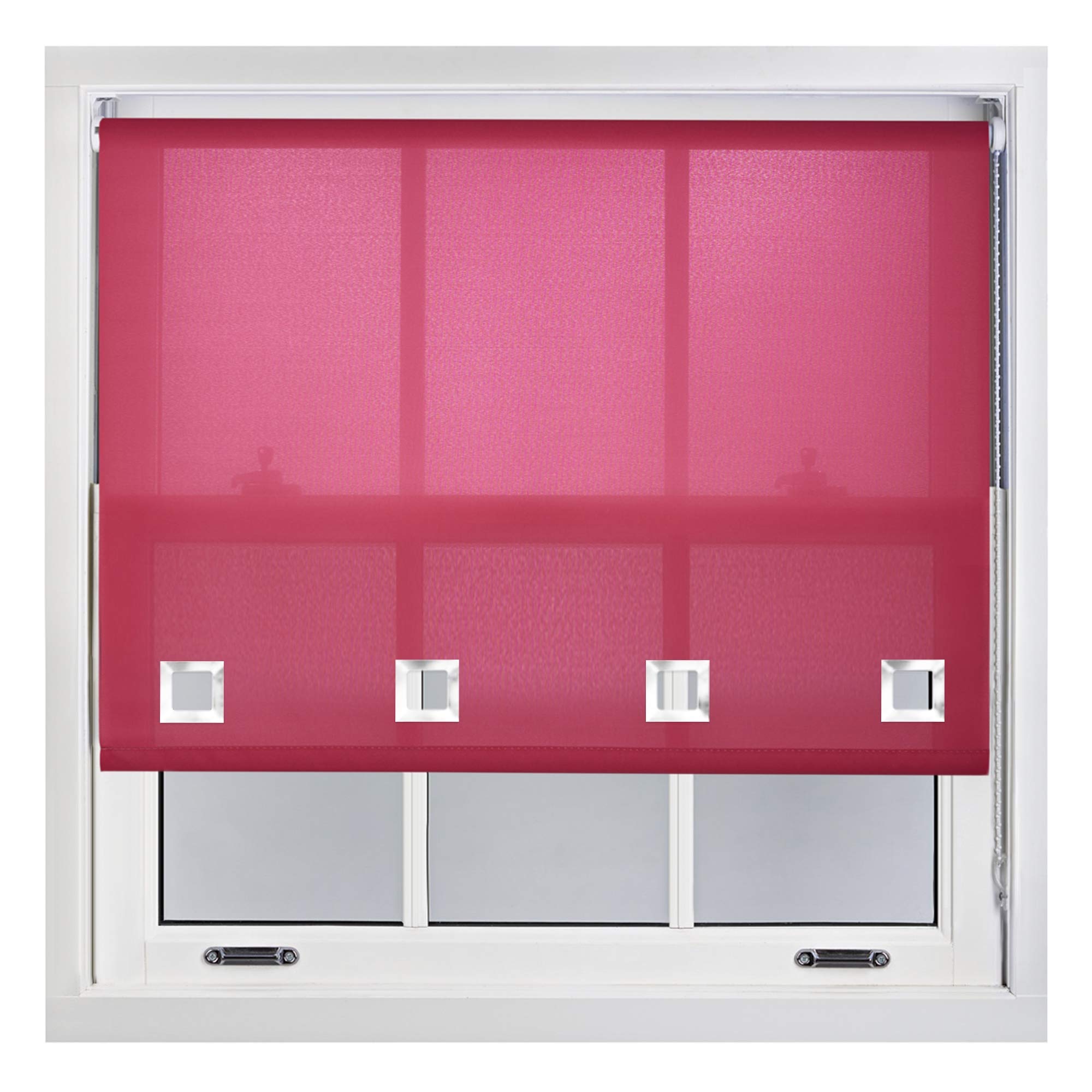 Furnished Fuchsia Daylight Roller Blinds With Large Square Eyelets - Made To Measure - 210Cm X 165Cm