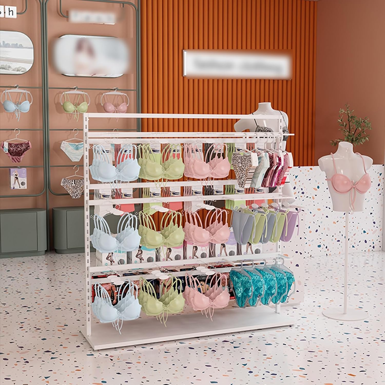 Clothing Store Underwear Rack, Retail Display Racks, Boutique Garment Rack, Multifunction Bra Sock Shorts Swimwear Panties Accessories Storage Organizer, Commercial Shelves (Color : White,