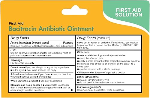 Miniatura 2 de TheraCare Bacitracin Antibiotic Ungüento Primeros auxilios Prevención y protección de infecciones 1.0 oz Cuidado tópico de heridas