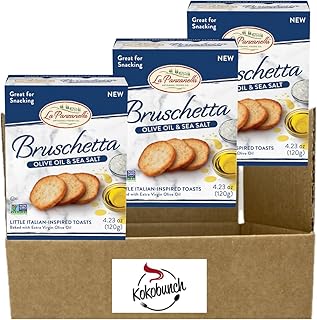All Natural Bite Size Bruschetta Toast Crackers Bruschettini Vegan Chips (4.23oz 3PACK, Olive Oil & Sea Salt)