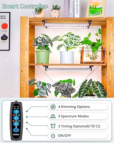 Miniatura 3 de DOMMIA Tira de luz de crecimiento, 6000 K blanco de espectro completo luces de cultivo para inicio de semillas, lámpara de planta regulable, IP54