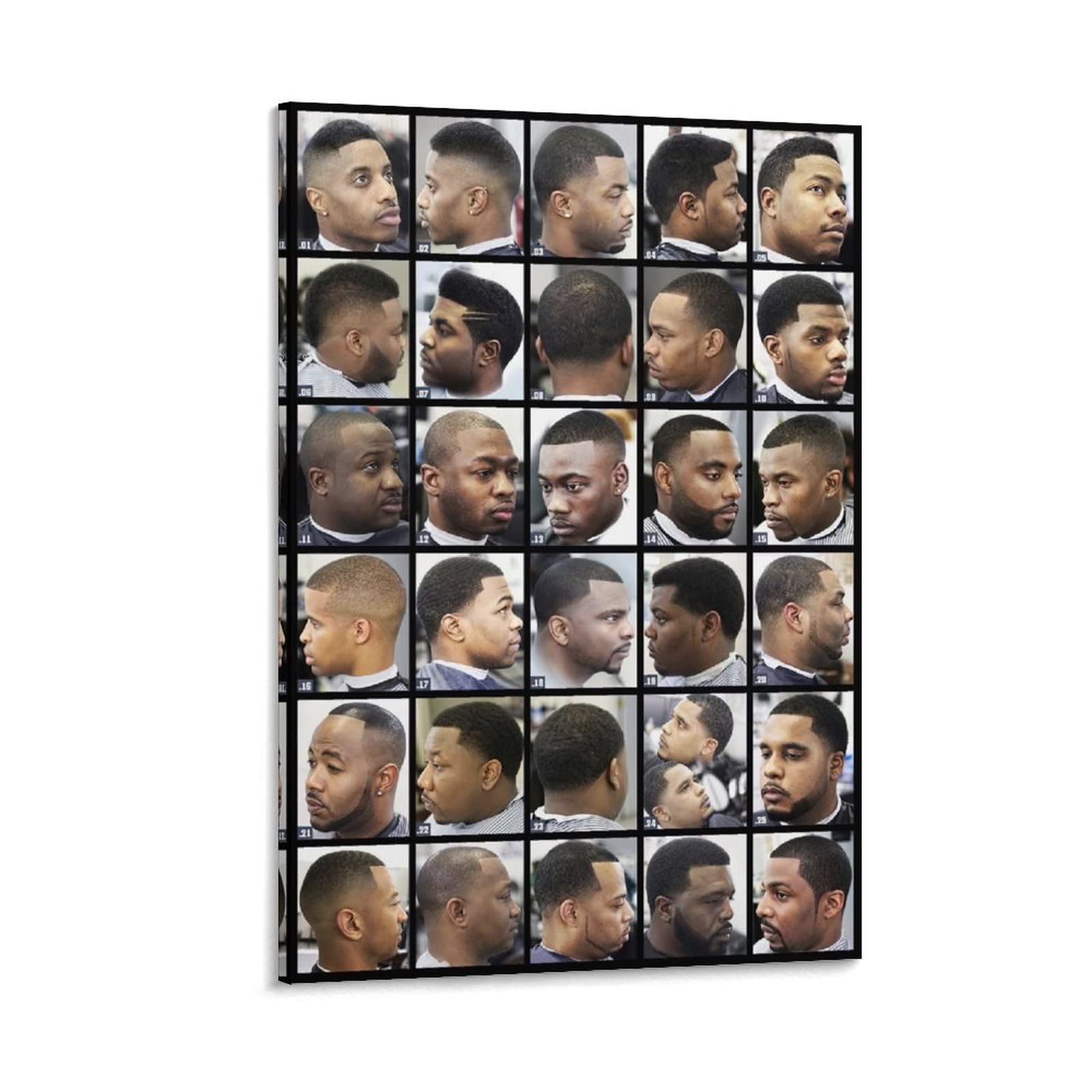 African American Latest Men's Fashion Hairstyle Poster Barber Shop Hairstyle Poster Hair Salon Poste Wall Art Paintings Canvas Wall Decor Home Decor Living Room Decor Aesthetic 16x24inch(40x60cm) Fr
