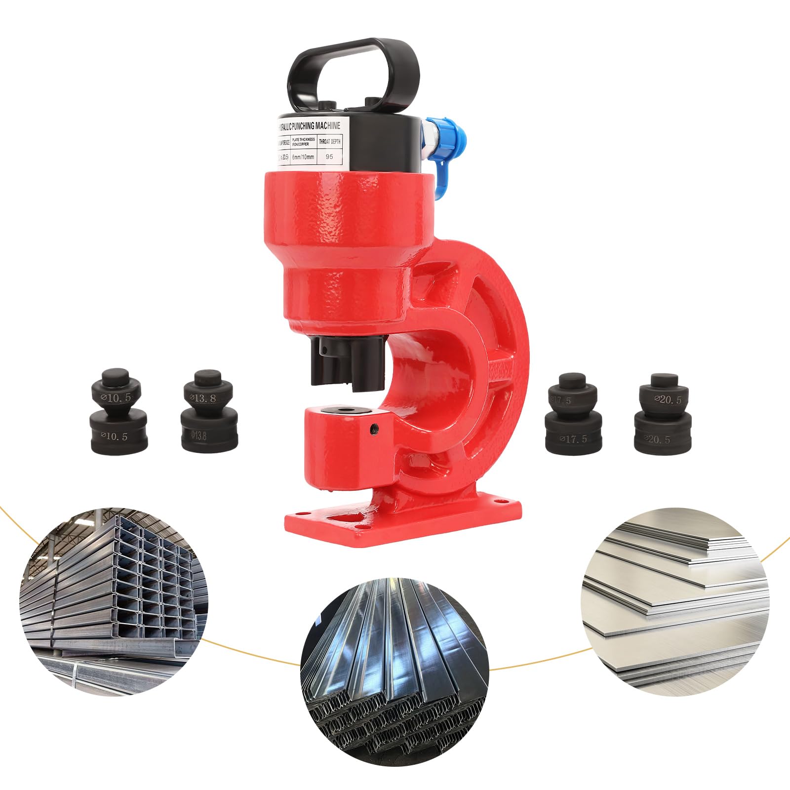 CH-60 Perforador hidráulico 31 T Herramienta de perforación hidráulica 3/8" 1/2" 5/8" 3/4" Juego de herramientas de perforación adecuado para la industria de la electricidad, obras de construcción,