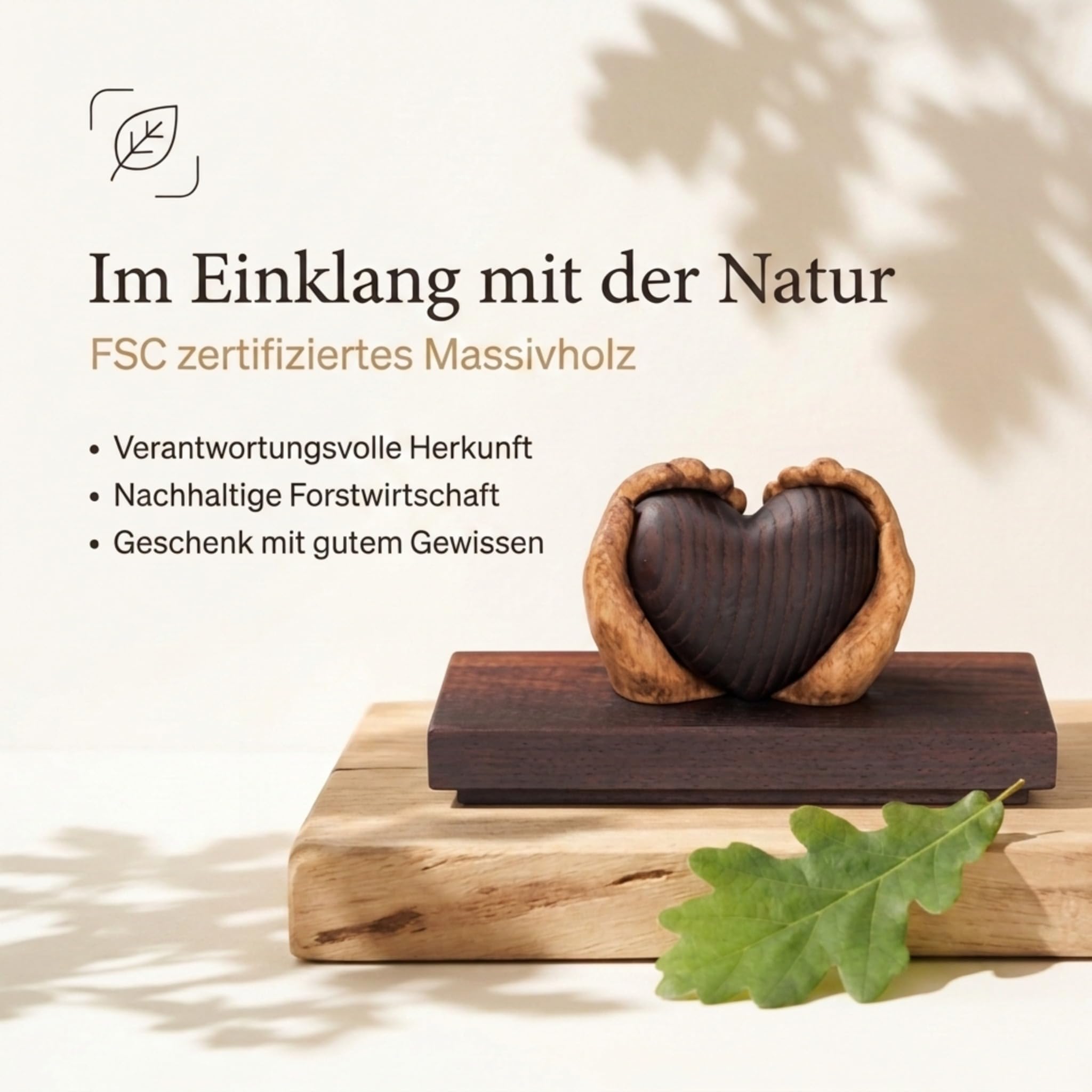 Hochzeitsgeschenk aus Holz - Hochwertiges Geschenk mit Bleibendem Wert | Herz für das Brautpaar oder zum Jahrestag, Hochzeitstag, für Goldene & Hölzerne Hochzeit - Personalisierbar - aus Massivholz