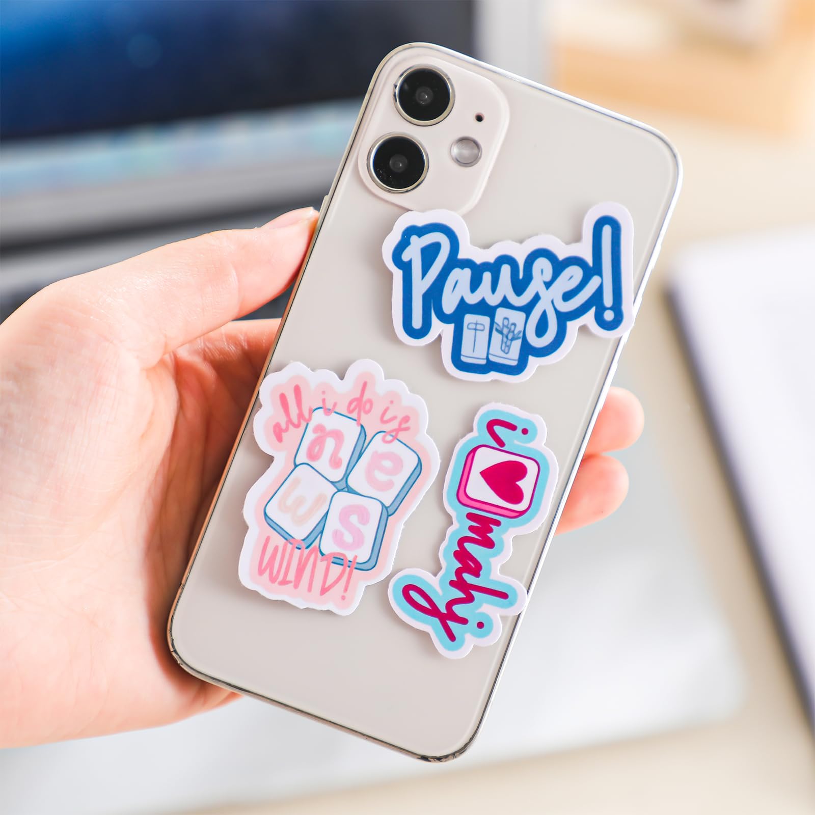 20 Pcs Funny Mahjong Stickers for Water Bottle, Scrapbook, Laptops, Phone Self-Adhesive Waterproof Mahjong Stickers Vinyl Chinese Mah Jong Decals Gifts for Party Decoration