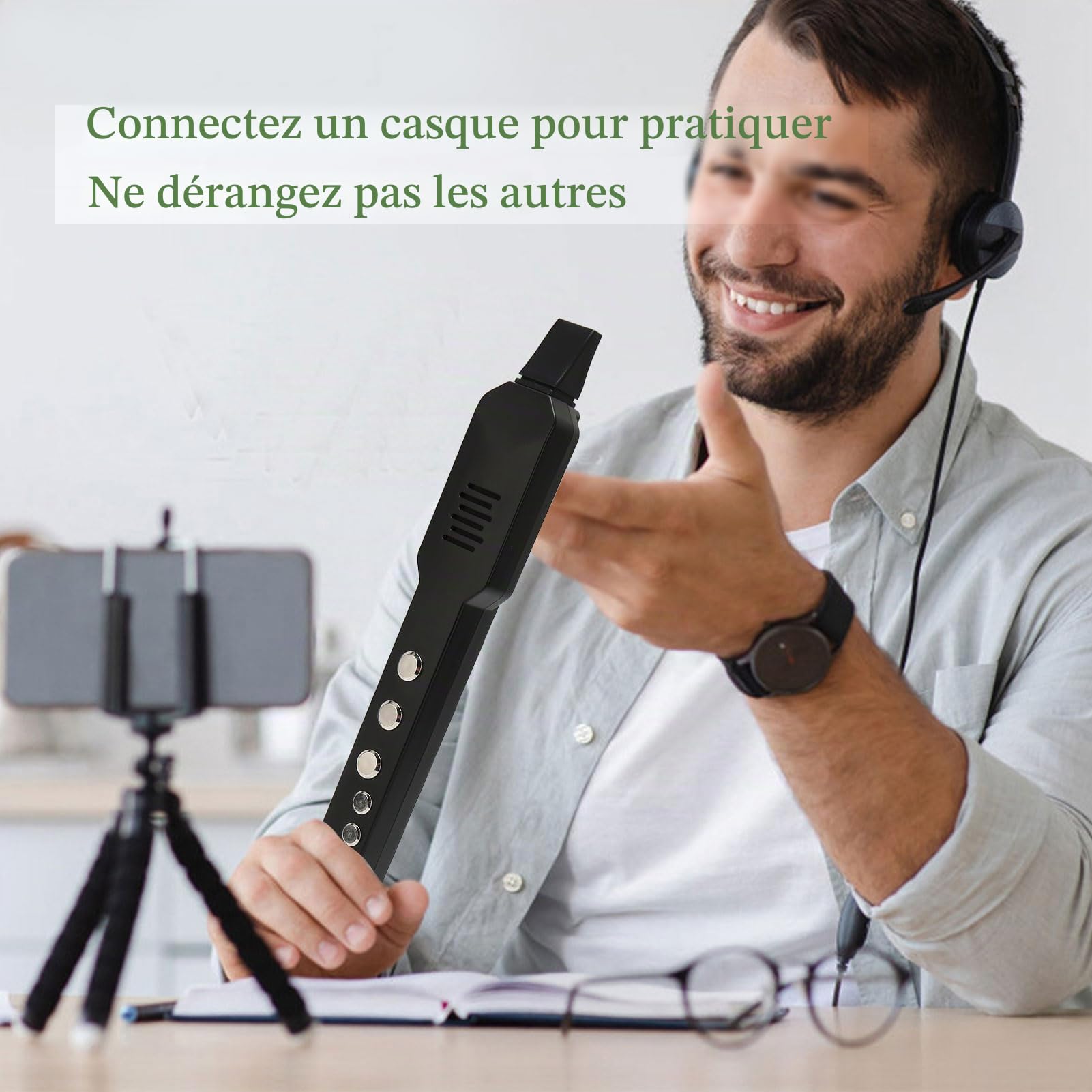 Mini Saxophone, Instrument à Vent Numérique, Instrument à Vent Rechargeable, Mini Ensemble D'instruments à Vent électroniques, Haut-parleur HiFi 2 W intégré, avec 12 (noir)