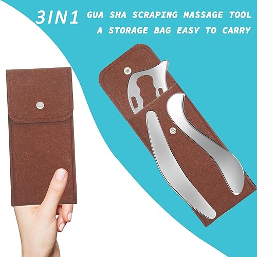 Miniatura 2 de Herramienta de raspador muscular Gua Sha de acero inoxidable 3 en 1, herramientas IASTM, herramientas de raspado miofascial para terapia física,