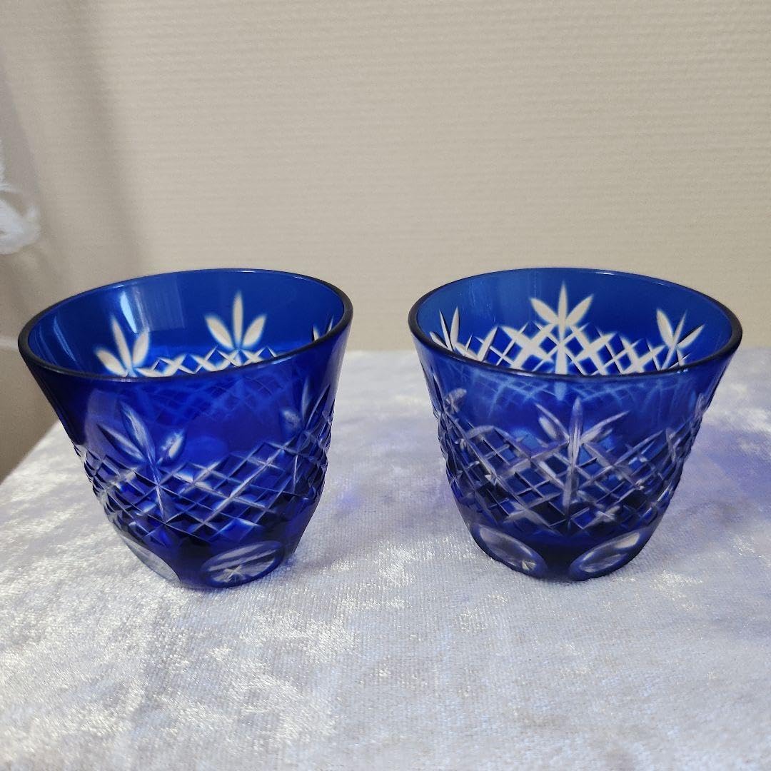 Amazon.co.jp: 切子 江戸ビードロ 酒器セット 藍色 : ホーム＆キッチン