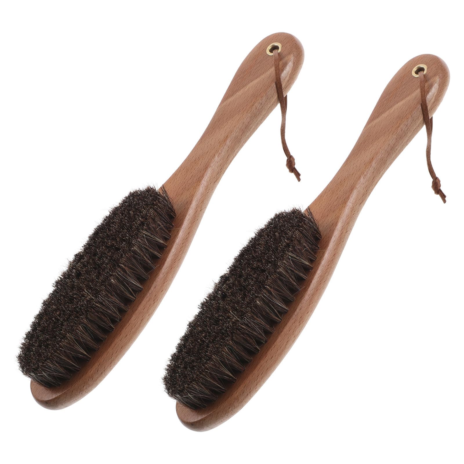 Cepillo para zapatos de crin de caballo premium VANZACK con acabado de madera natural
