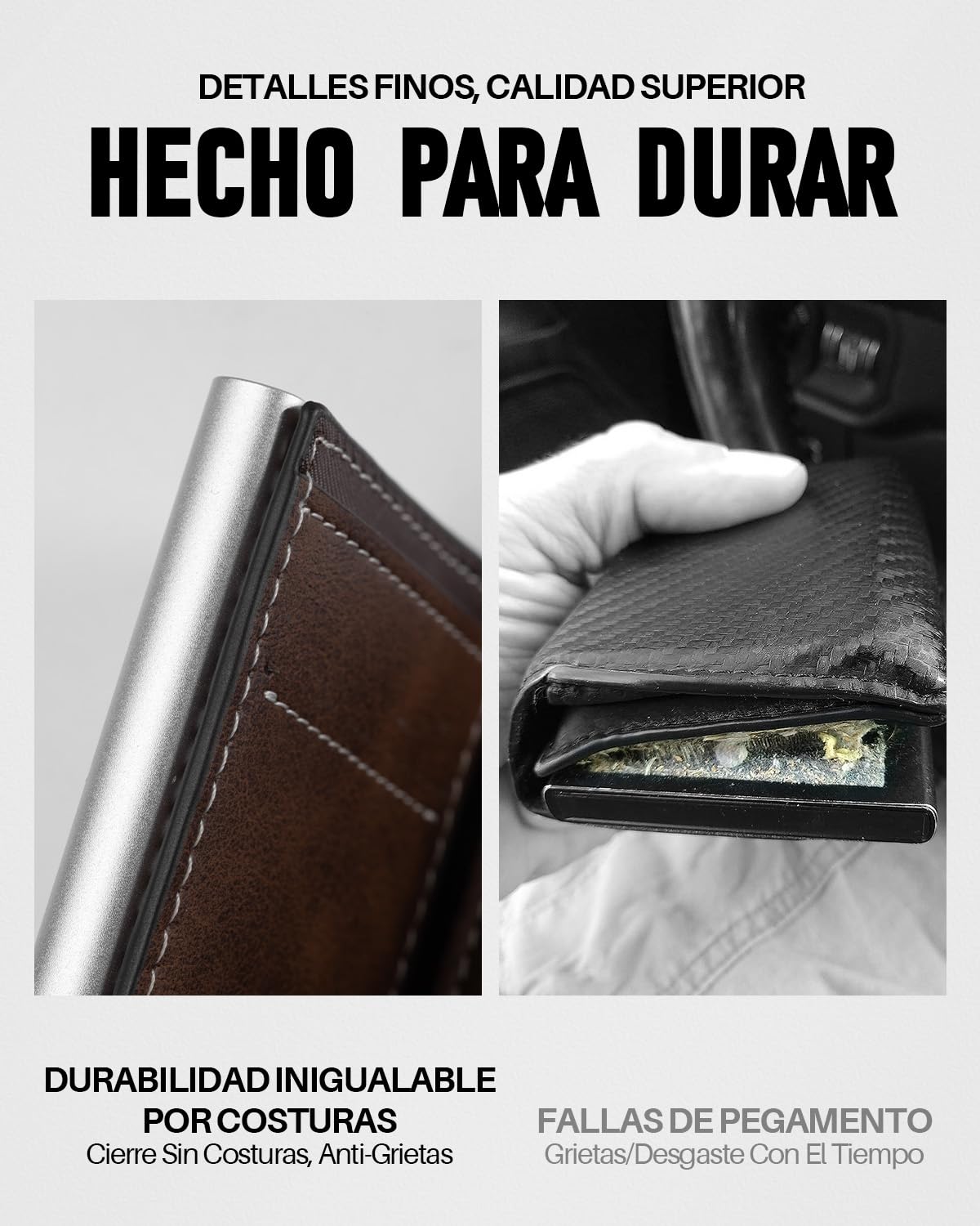 Cartera Pop Up para Hombre con Monedero, Cartera Trifold con Ventana para ID, Tarjetero Inteligente con Bloqueo RFID y 6 Ranuras para hasta 11 Tarjetas (Marrón)