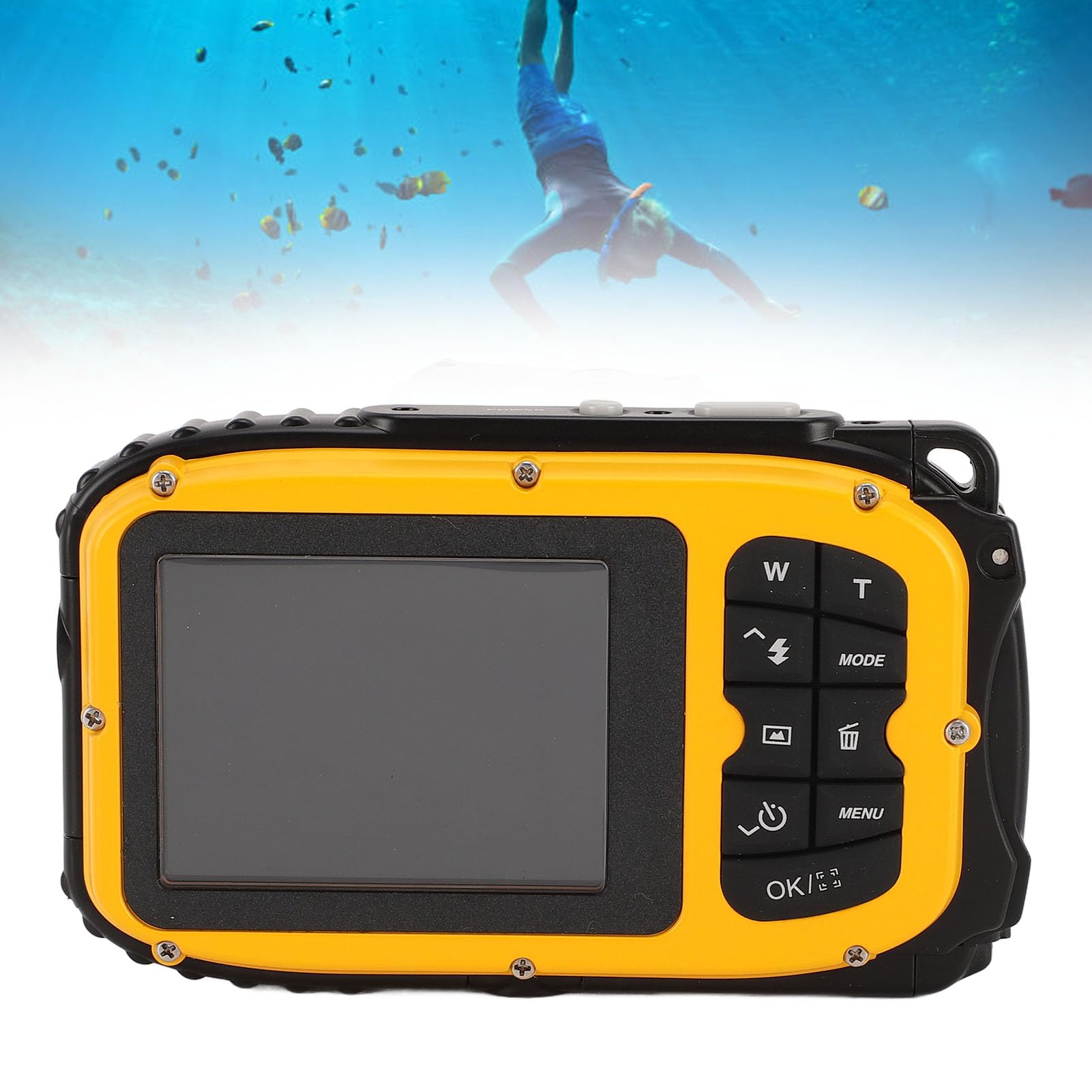 Caméra sous-Marine, Appareil Photo Numérique étanche 1080P 48MP 5M avec écran Couleur 2,4, Mise au Point Automatique, Zoom Numérique 16x, Anti-tremblement, Reconnaissance