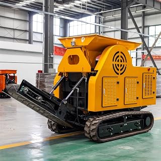 Compact Jaw Crusher on Crawler Tracks, Small Mobile Rock Crushing Machine for Quarry Production and Demolition Recycling