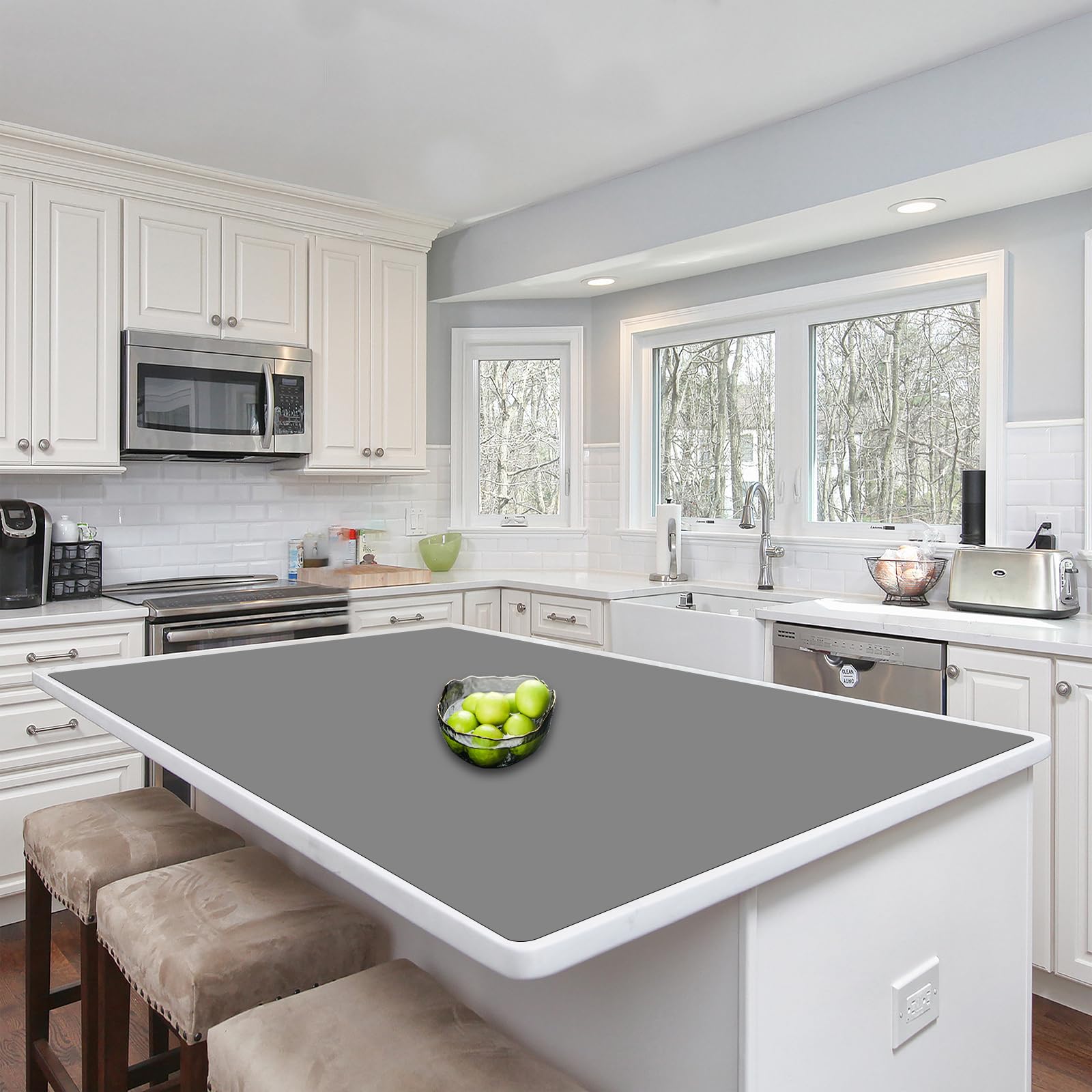Photo 1 of Silicone Mats for Kitchen Counter, 48"x32"(120cmx80cm) Large Heat Resistant Mat Kitchen Island Waterproof Countertop Protector Mat Nons-slip Extra Large Counter Mat, Light Gray