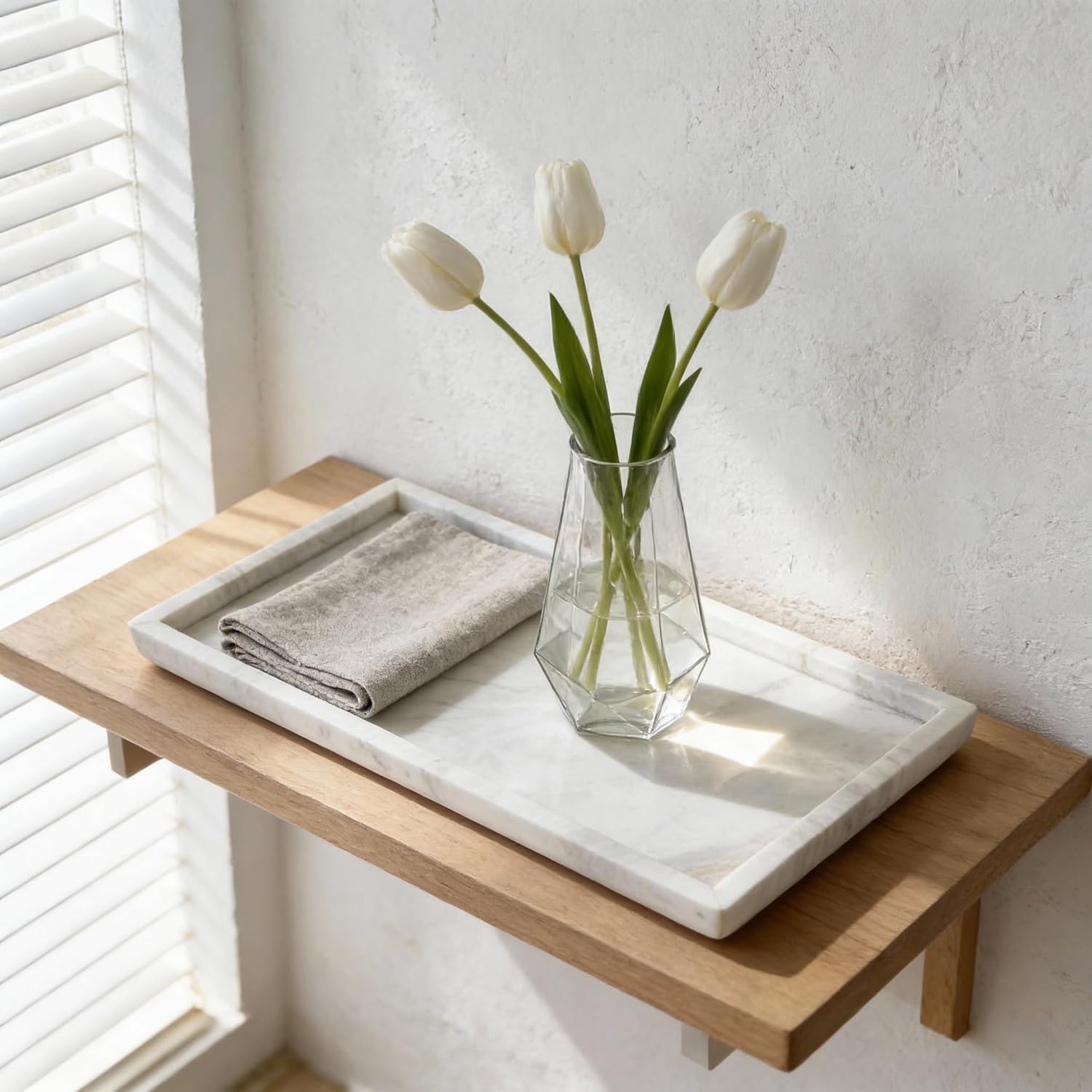 Natural Marble Vanity Bathroom Tray, 12 x 6 Inch Elegant Home Decor Tray for Kitchen,Bathroom,Dresser, Coffee Table,Sink Storage Holder Organizer, Jazz White (NS051) - Image 6