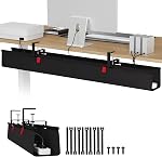 Univivi 48" Extra Large Cable Management Under Desk,Pas de perceur de serrage / vis de bureau de câble de bureau,Premium Fabric Cable Gestion Plateau Corde Caché Organisateur pour Bureau,Accueil