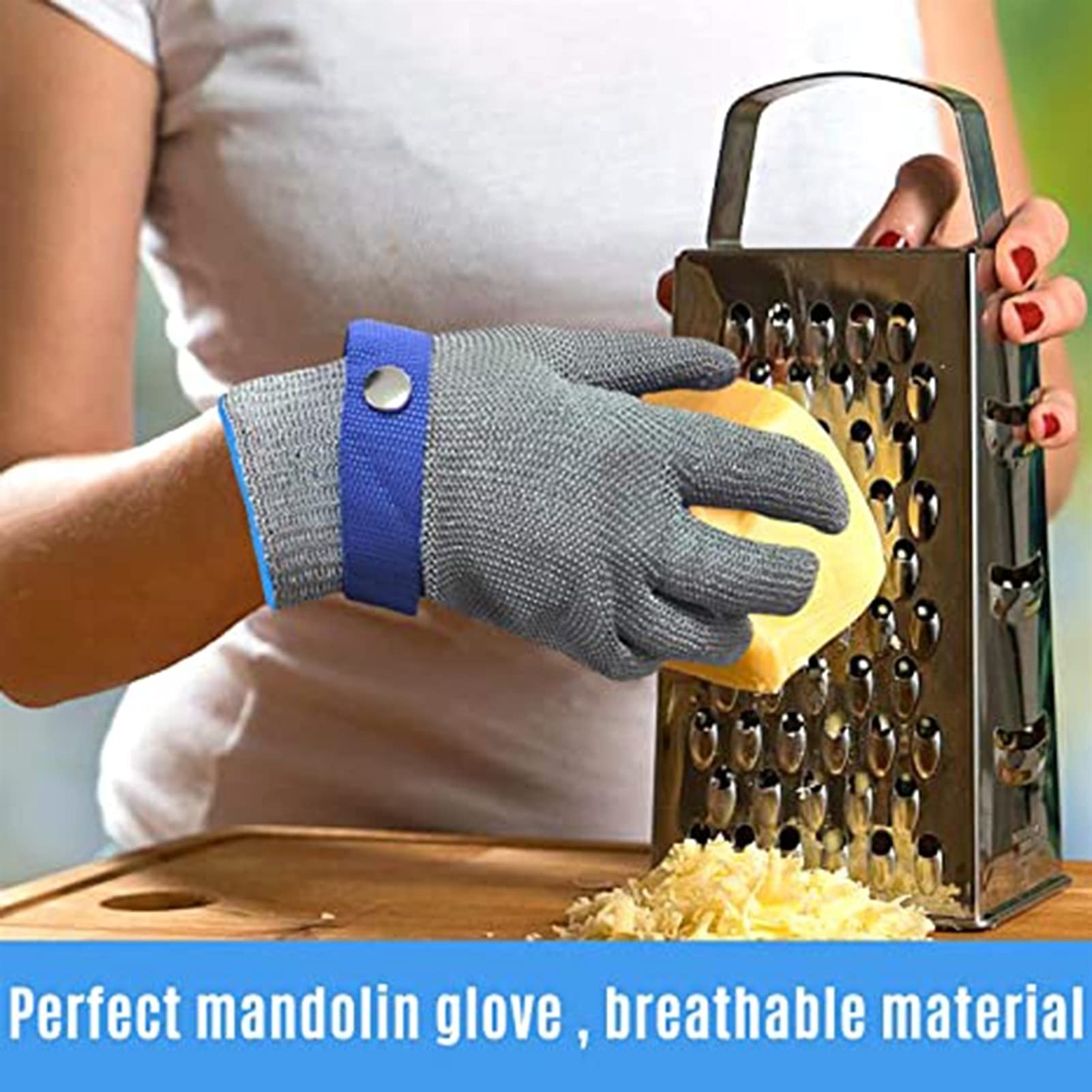 WXYZ Guantes Anticortes Guantes de acero inoxidable de acero inoxidable de metal pesado, guantes de trabajo de seguridad de alambre de acero antideslizantes de grado 5, para manos a la izquierda y der