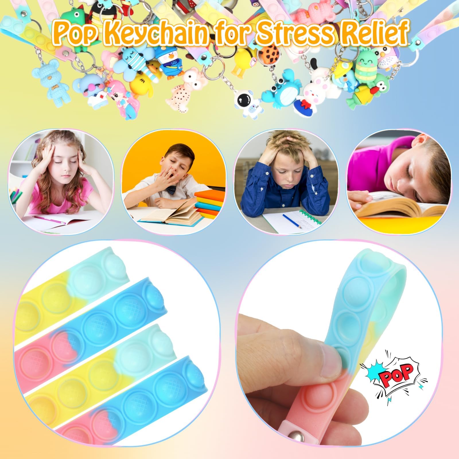 GUDOTRA 32 Pop It Fidget Toy Llaveros y Pulseras de Animales Regalos Cumpleaños Niños Colegio Regalos Alumnos Primaria Fidget Juguete Detalles Cumpleaños Niños — view 4