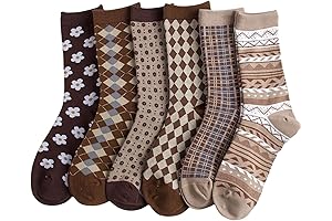 Floral Plaid Print Crew Socks