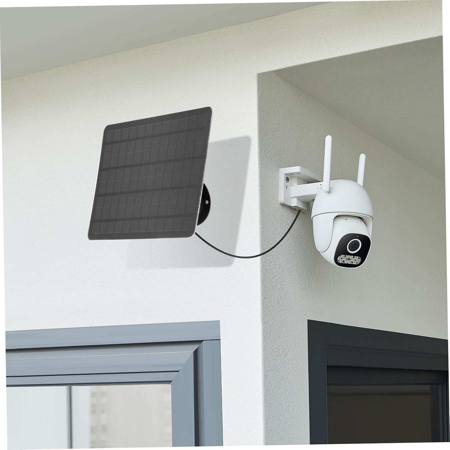 20w Outdoor Solar Panel for Security Cameras Monocrystalline Solar Charger with Flexible Mounting Brackets for Living and Low-Light Charging