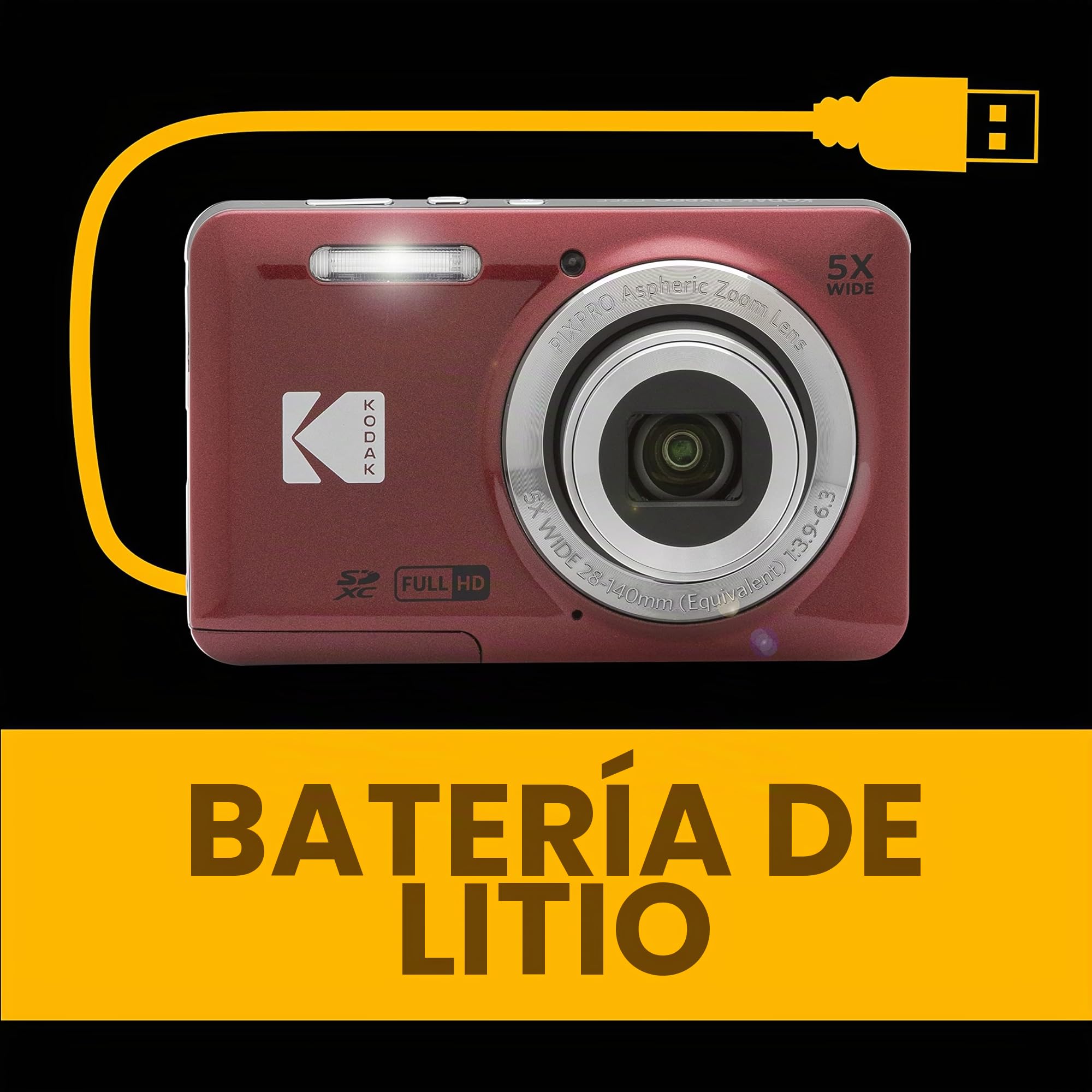 Kodak PixPro FZ55 Digital Camera, Red : Amazon.es: Electrónica