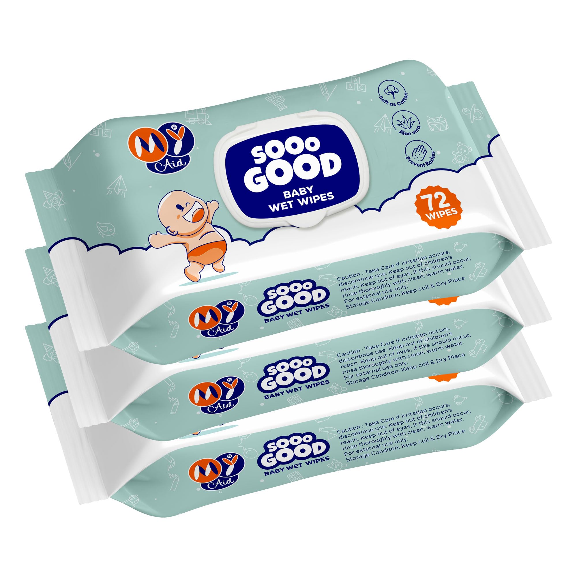 MyAid SOOO GOOD Moisturizing Baby Wet Wipes | Prevents Rashes & Redness with Aloe Vera Lotion | Soft, Thick & Gentle Cleansing Wipes for Babies | Alcohol-Free | 80 Wipes X 3 Packs-image-3