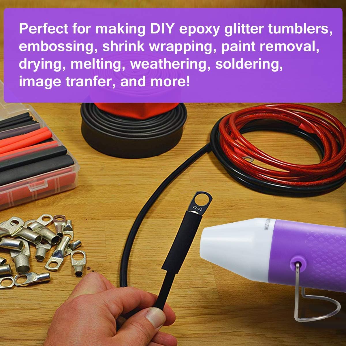 Uр Tо 40% оƒƒ Mlife DIY Mini Heat Gun, Portable Hot Air Gun for Shrinking Wrapping PVC, Drying Paint Embossing, Clay, Rubber Stamp, Multifunctional Hand-Hold Heat Tools with 78.7”(2 m) Cable, 120V 130W Purple