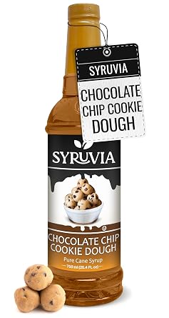 Syruvia Coffee Syrup, Chocolate Chip Cookie Dough Flavored Syrup for Drinks, Lattes, and Desserts 25.4 fl oz