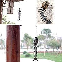 Vista 6 de Campanilla de viento de pescado, campanilla de viento de espina de pescado, campanillas de viento de hierro fundido, campanillas de viento de metal