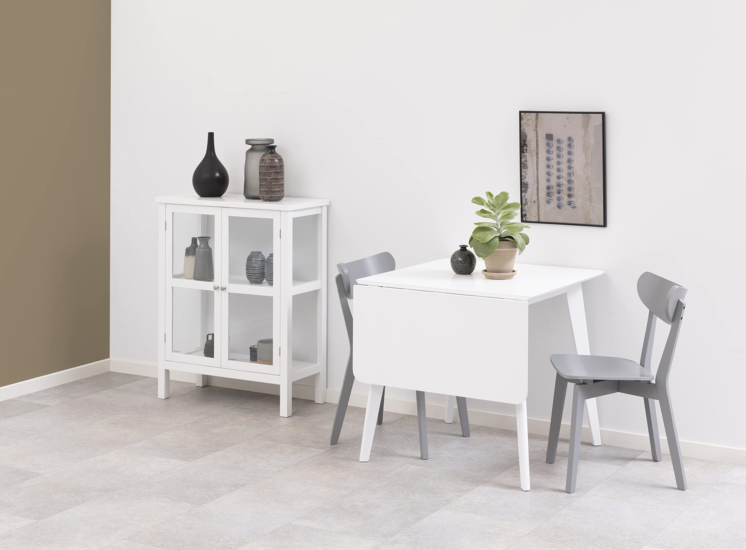 AC Design Furniture Roxanne Esstisch für 4 Personen in Weiß, Ausziehbarer Küchentisch Weiß, Moderner Retro Stil für Esszimmer, Esstisch Eckig, B: 80/120 x H: 76 x T: 80 cm