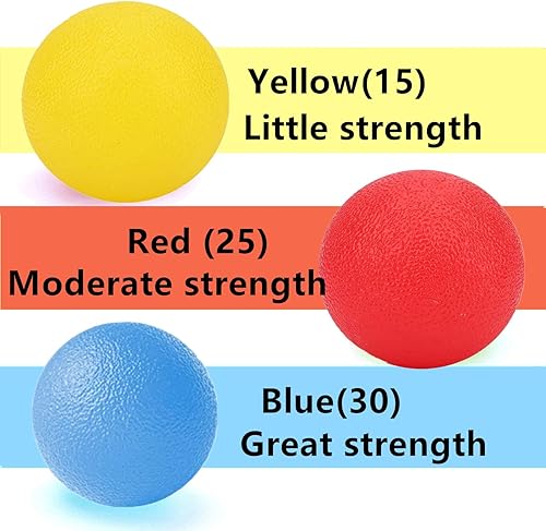 Miniatura 3 de FMELAH 3 pelotas de ejercicio de mano de terapia física, bolas de alivio de estrés para adultos, kits de bolas para apretar músculos de la mano,