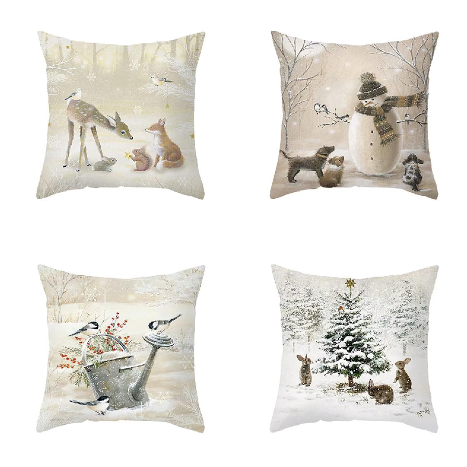 Federe Cuscini Divano 65x65cm Set di 4 Copricuscini Divano Decorativi Moderni Animali di Natale Doppio lato Soft Quadrati Decor Fodere per Cuscini per Sedia Camera da Letto Cuscini Arredo VH-203