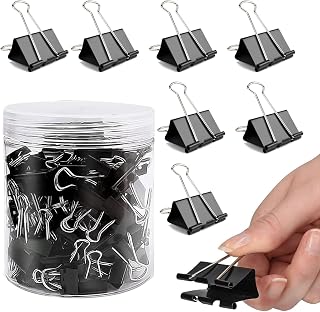 25mm ダブルクリップ ブラック 100個入り 事務用品 書類整理 金属製 り クリップ 文房具 オフィス用品（とじ枚数70枚）