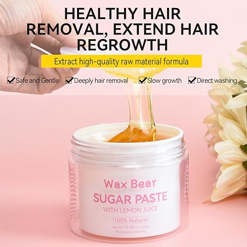 Miniatura 6 de Kit de cera de azúcar para mujeres, kit de cera para depilación azucarada para axilas, bikini, brasileño, cara y pierna, para todo propósito, mediano
