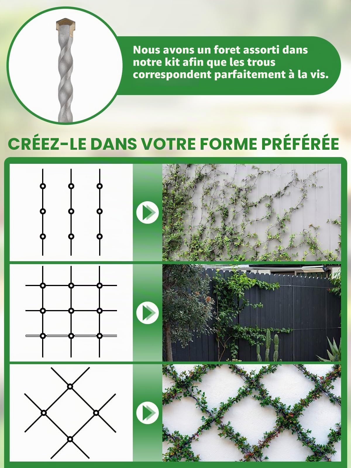 Kalolary Treillis de jardin en acier inoxydable T316 pour plantes grimpantes 45 m