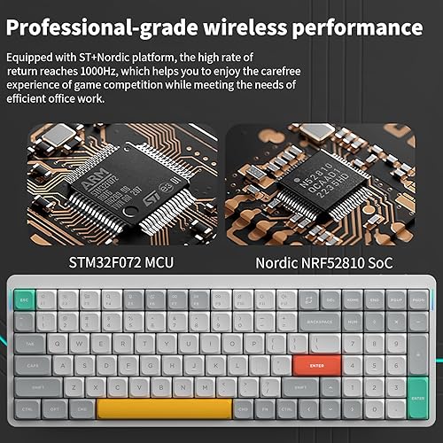 Miniatura 6 de nuphy Teclado mecánico inalámbrico Air96 V2, teclado para juegos de 100 teclas, compatible con Bluetooth 5.1, 2.4G y conexión con cable, para