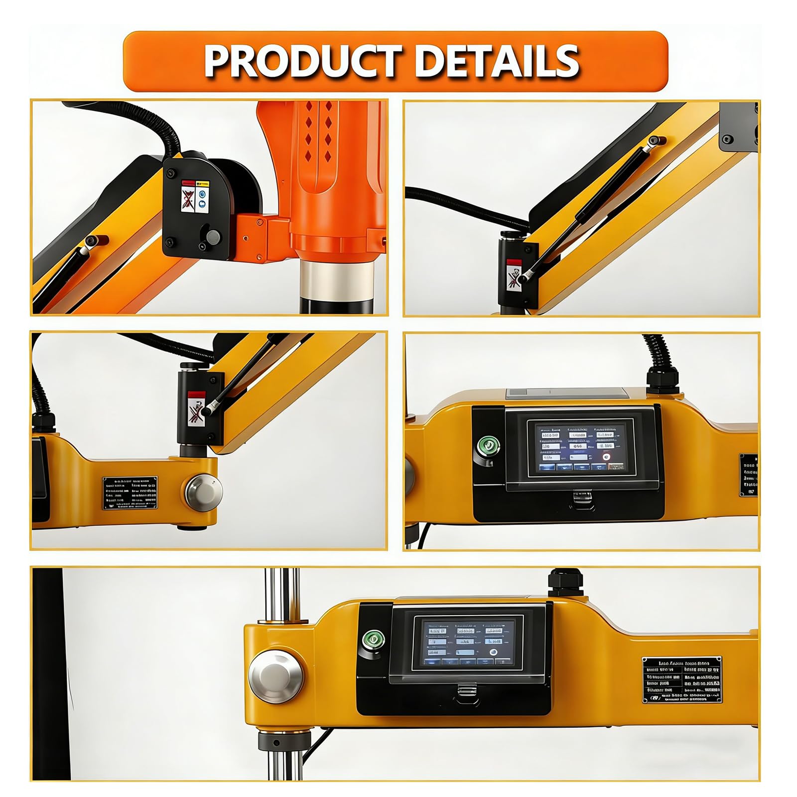 Máquina Roscado Eléctrica 600 W, Herramienta Roscado Alto Torque M3-M16, Máquina Roscado Y Taladrado EléctricaCon 8 Pinzas, Máquina Roscado Multidireccional Con Pantalla Táctil Inteligente