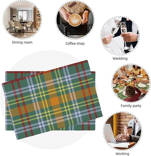 Miniatura 8 de O'Brien Clan - Juego de 4 manteles individuales de lino de doble capa con patrón de tartán irlandés de tartán, manteles individuales decorativos de