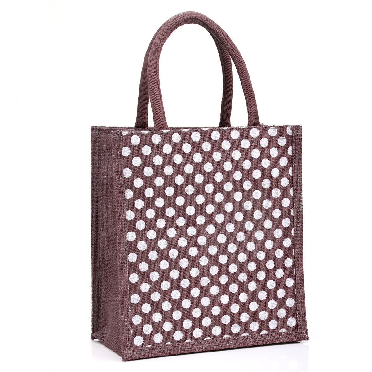 H&B Jute bag for lunch box –bag for tiffin, bags for Giffting, bags for women, bags for kids, jute bags for office, lunch bag, bags for girls – ZIP, BOTTLE HOLDER – Polka Design (Brown) (B09LQ5Y7MT) Amazon Price History, Amazon Price Tracker
