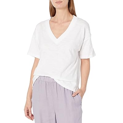 Lilla P Short Sleeve Boxy V Neck Women