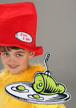 Dr. Seuss Sam I Am Kids Costume - Velour Tunic, Hat & Felt Tray, Kids Halloween Outfit, Officially Licensed