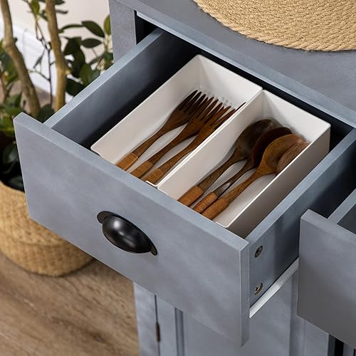 Miniatura 8 de HOMCOM Aparador contemporáneo con cajones de almacenamiento estantes ajustables y encimera muebles de sala de estar gabinete de almacenamiento de