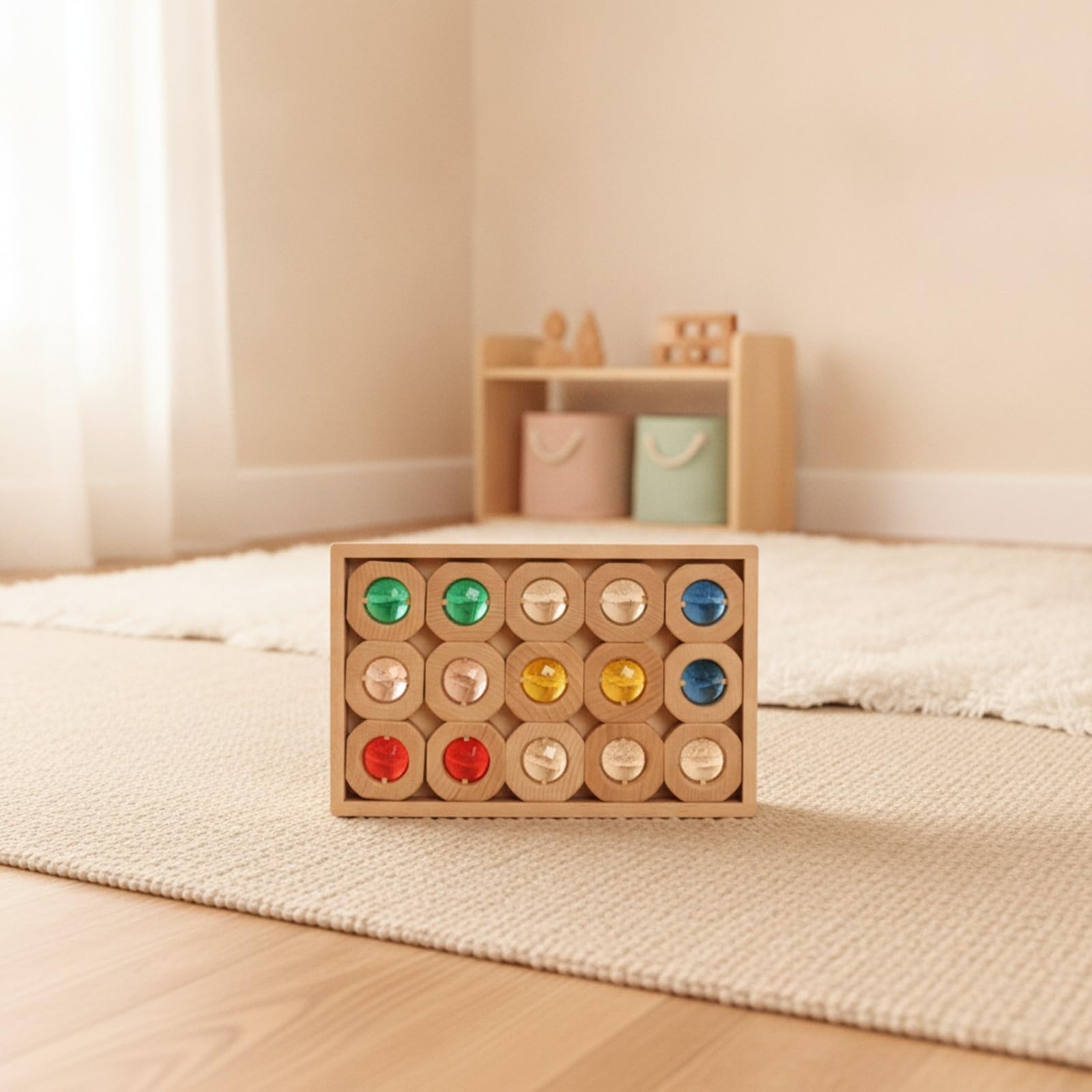 15 Pezzi Gioco Costruttivo in Legno | Impilabile, Atossico, Set di Blocchi in Legno Multicolore, per Asilo, Trans 15 Gem