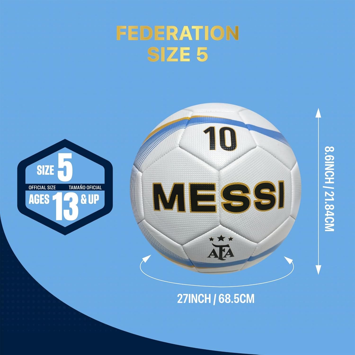 Icon Sports 2026 Argentina National Football Team Soccer Ball Officially Licensed Ball Size 4 Ball - Messi 10