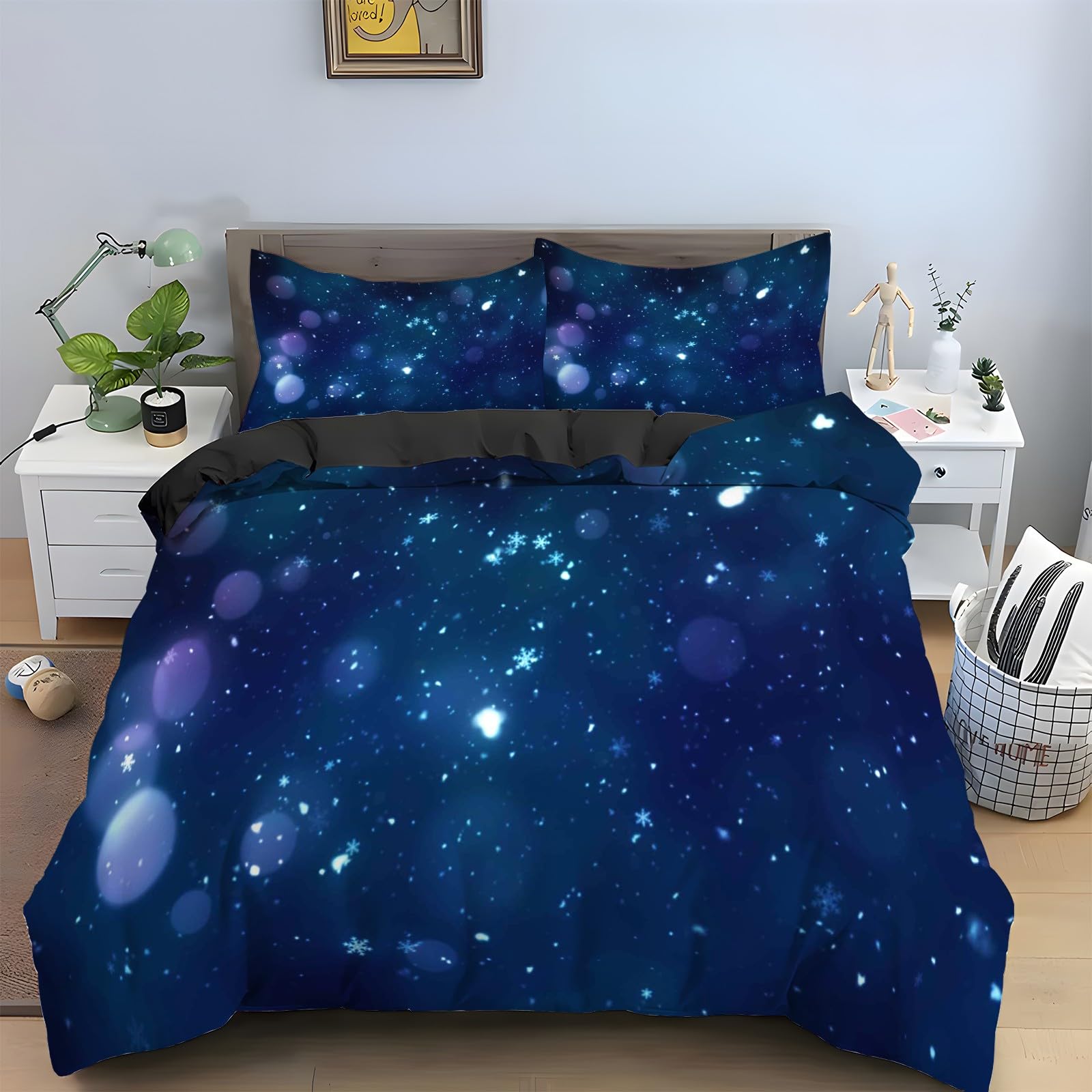Housse de couette 200x200 ciel étoilé infroissable en microfibre douce