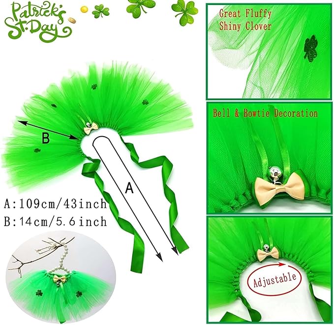 Disfraz para Perro St. Patrick's Day 2 Piezas Verde miniatura 3
