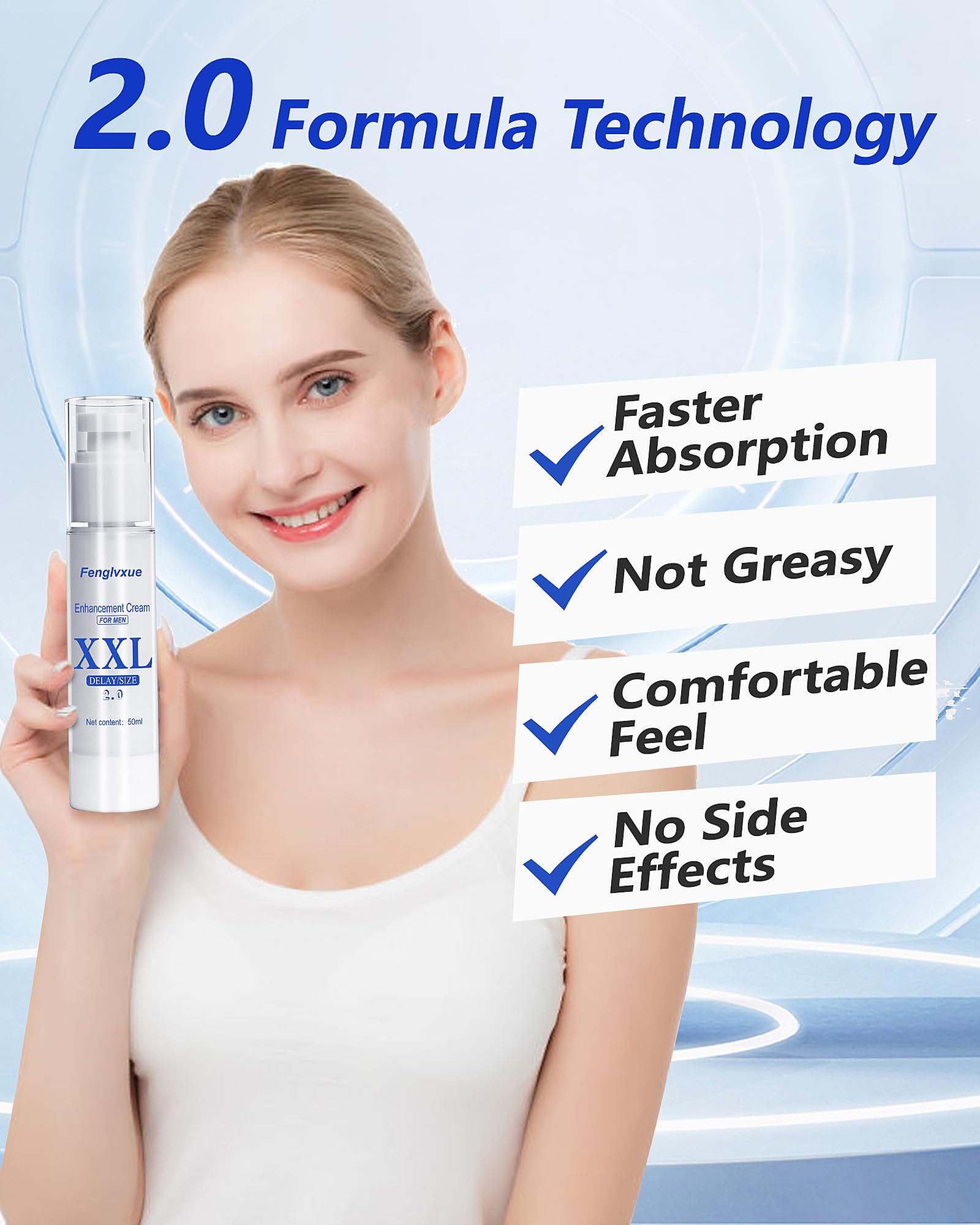 Krem do powiększania mężczyzn, krem do masażu męskiego, dla mężczyzn XXL super krem do pielęgnacji 2,0, 50 ml