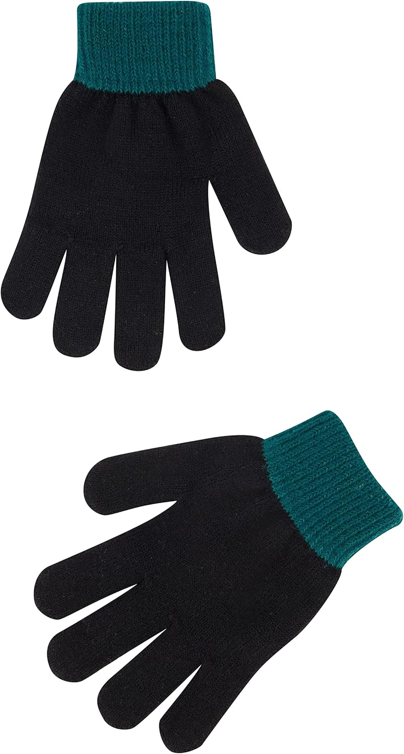 DC Comics League of Super Pets Kids Beanie Hat and Gloves, Ace The Bat Hound Cuff Winter Knit Cap and Glove Set, Black, One